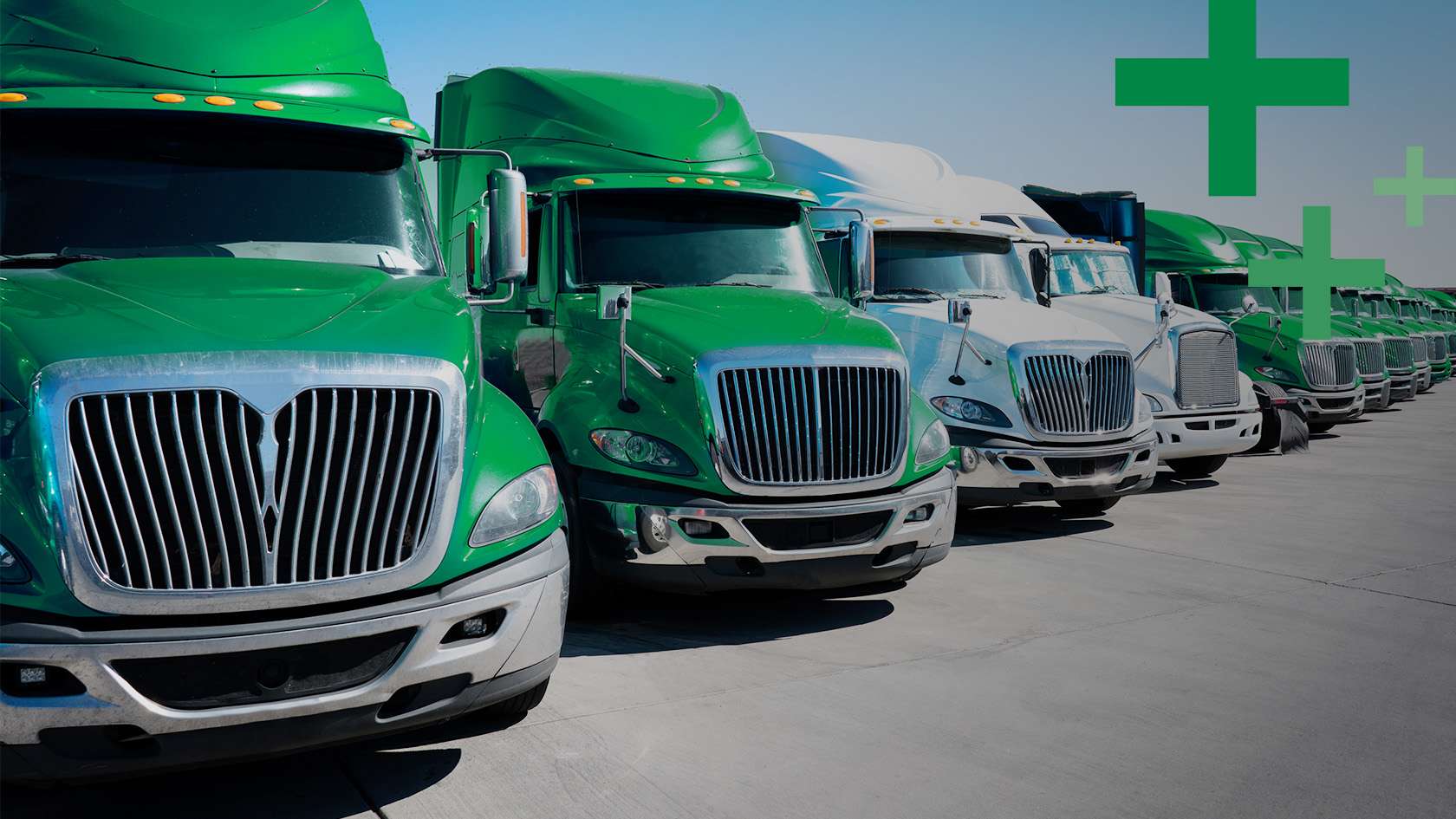 trucks parked in a line